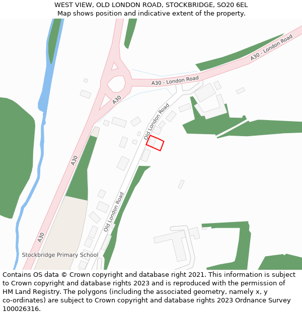 WEST VIEW, OLD LONDON ROAD, STOCKBRIDGE, SO20 6EL: Location map and indicative extent of plot