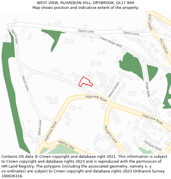 WEST VIEW, RUARDEAN HILL, DRYBROOK, GL17 9AR: Location map and indicative extent of plot
