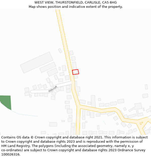 WEST VIEW, THURSTONFIELD, CARLISLE, CA5 6HG: Location map and indicative extent of plot