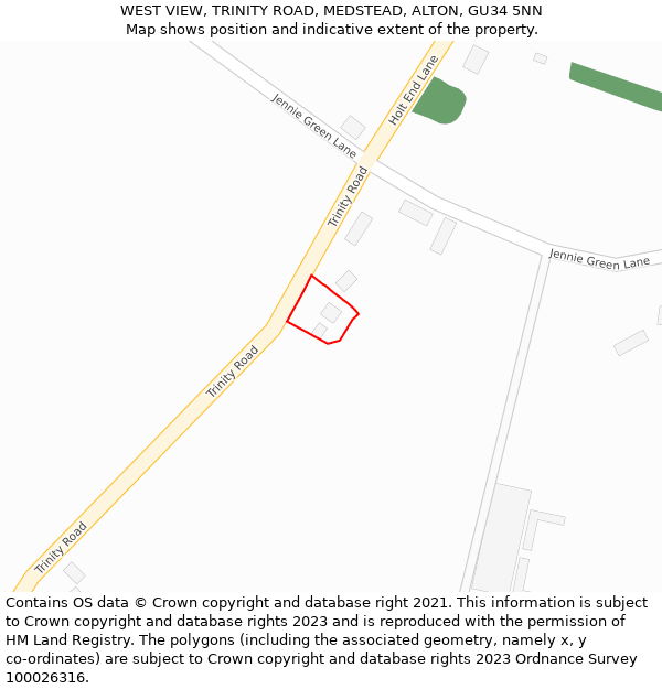 WEST VIEW, TRINITY ROAD, MEDSTEAD, ALTON, GU34 5NN: Location map and indicative extent of plot