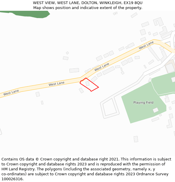 WEST VIEW, WEST LANE, DOLTON, WINKLEIGH, EX19 8QU: Location map and indicative extent of plot