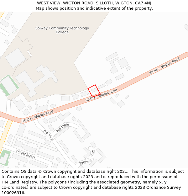 WEST VIEW, WIGTON ROAD, SILLOTH, WIGTON, CA7 4NJ: Location map and indicative extent of plot