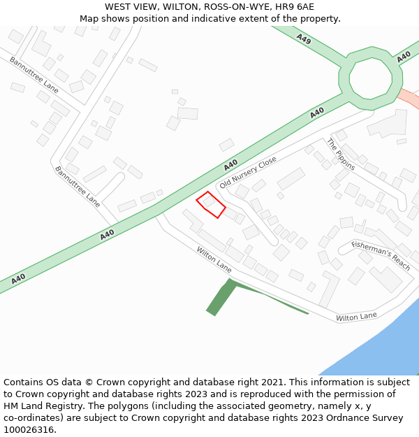 WEST VIEW, WILTON, ROSS-ON-WYE, HR9 6AE: Location map and indicative extent of plot