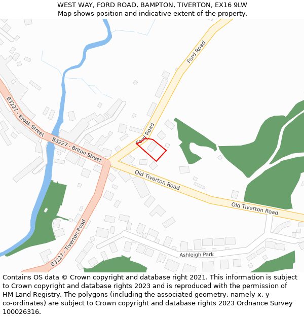 WEST WAY, FORD ROAD, BAMPTON, TIVERTON, EX16 9LW: Location map and indicative extent of plot