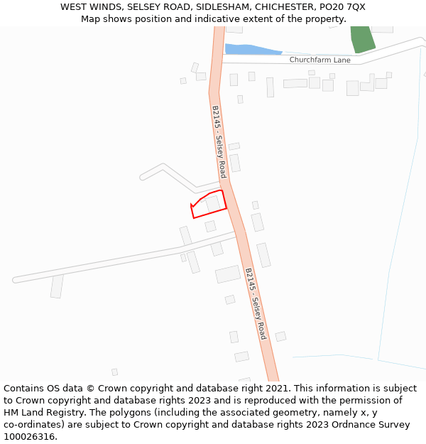 WEST WINDS, SELSEY ROAD, SIDLESHAM, CHICHESTER, PO20 7QX: Location map and indicative extent of plot