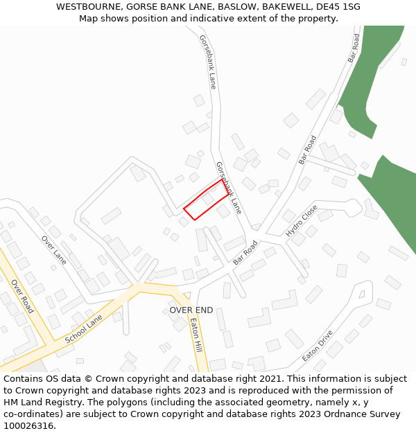 WESTBOURNE, GORSE BANK LANE, BASLOW, BAKEWELL, DE45 1SG: Location map and indicative extent of plot