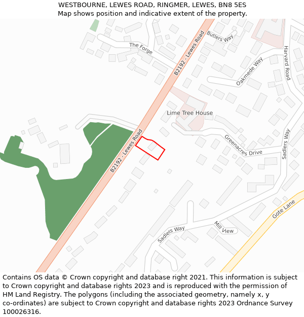 WESTBOURNE, LEWES ROAD, RINGMER, LEWES, BN8 5ES: Location map and indicative extent of plot