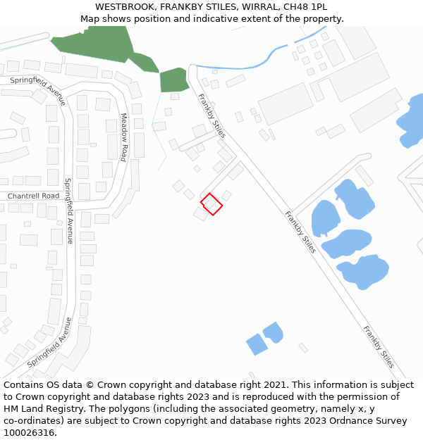 WESTBROOK, FRANKBY STILES, WIRRAL, CH48 1PL: Location map and indicative extent of plot