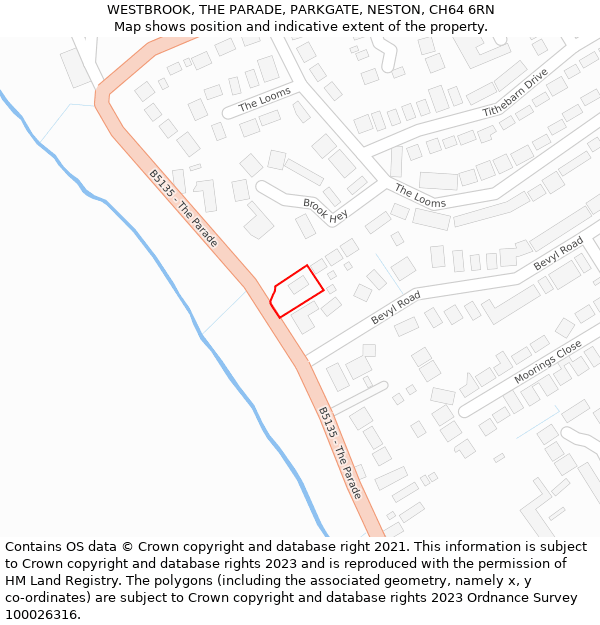 WESTBROOK, THE PARADE, PARKGATE, NESTON, CH64 6RN: Location map and indicative extent of plot