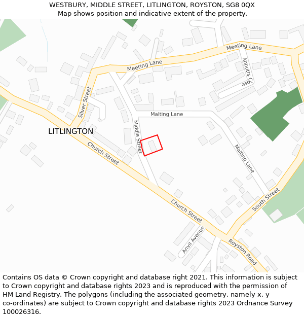 WESTBURY, MIDDLE STREET, LITLINGTON, ROYSTON, SG8 0QX: Location map and indicative extent of plot
