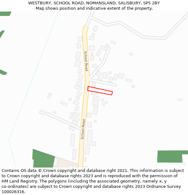 WESTBURY, SCHOOL ROAD, NOMANSLAND, SALISBURY, SP5 2BY: Location map and indicative extent of plot