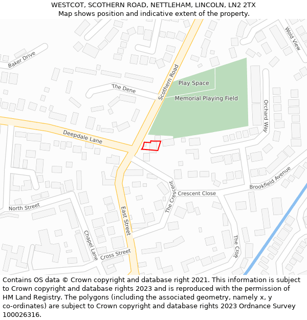 WESTCOT, SCOTHERN ROAD, NETTLEHAM, LINCOLN, LN2 2TX: Location map and indicative extent of plot