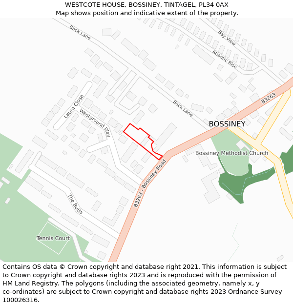 WESTCOTE HOUSE, BOSSINEY, TINTAGEL, PL34 0AX: Location map and indicative extent of plot