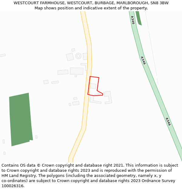 WESTCOURT FARMHOUSE, WESTCOURT, BURBAGE, MARLBOROUGH, SN8 3BW: Location map and indicative extent of plot