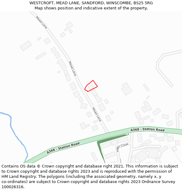 WESTCROFT, MEAD LANE, SANDFORD, WINSCOMBE, BS25 5RG: Location map and indicative extent of plot