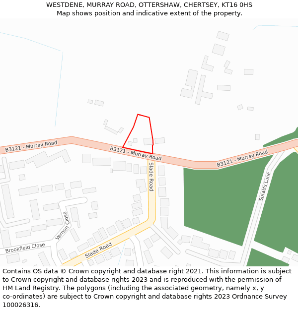 WESTDENE, MURRAY ROAD, OTTERSHAW, CHERTSEY, KT16 0HS: Location map and indicative extent of plot