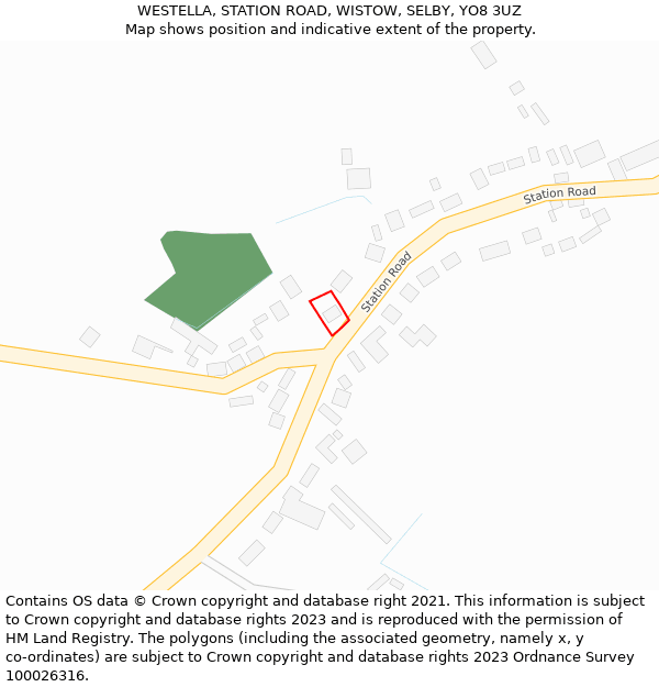 WESTELLA, STATION ROAD, WISTOW, SELBY, YO8 3UZ: Location map and indicative extent of plot