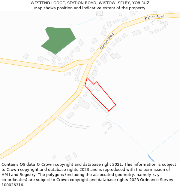 WESTEND LODGE, STATION ROAD, WISTOW, SELBY, YO8 3UZ: Location map and indicative extent of plot