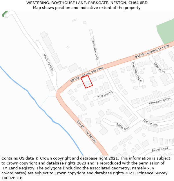 WESTERING, BOATHOUSE LANE, PARKGATE, NESTON, CH64 6RD: Location map and indicative extent of plot