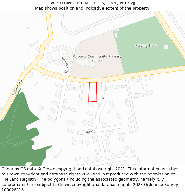WESTERING, BRENTFIELDS, LOOE, PL13 2JJ: Location map and indicative extent of plot