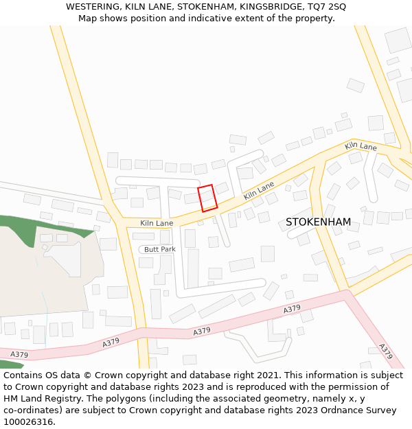 WESTERING, KILN LANE, STOKENHAM, KINGSBRIDGE, TQ7 2SQ: Location map and indicative extent of plot