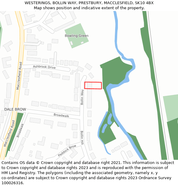 WESTERINGS, BOLLIN WAY, PRESTBURY, MACCLESFIELD, SK10 4BX: Location map and indicative extent of plot