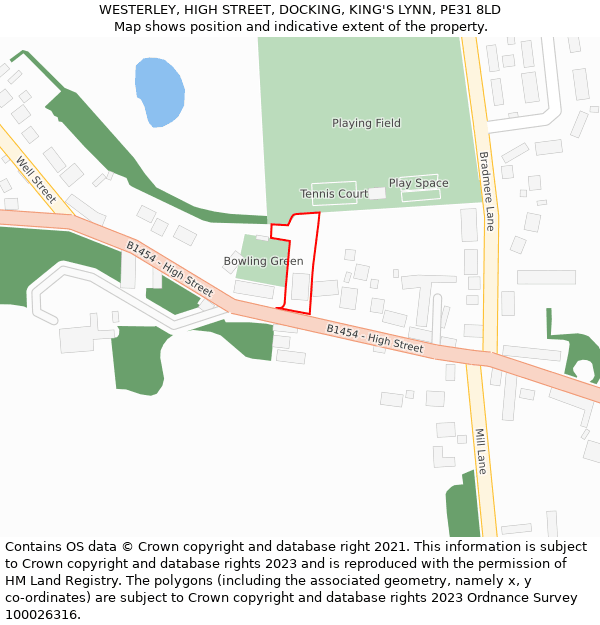 WESTERLEY, HIGH STREET, DOCKING, KING'S LYNN, PE31 8LD: Location map and indicative extent of plot