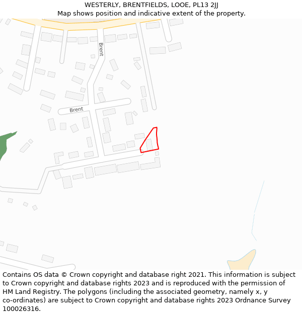 WESTERLY, BRENTFIELDS, LOOE, PL13 2JJ: Location map and indicative extent of plot