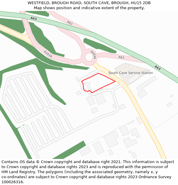 WESTFIELD, BROUGH ROAD, SOUTH CAVE, BROUGH, HU15 2DB: Location map and indicative extent of plot