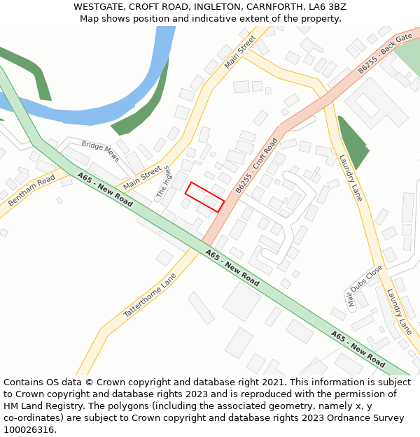 WESTGATE, CROFT ROAD, INGLETON, CARNFORTH, LA6 3BZ: Location map and indicative extent of plot