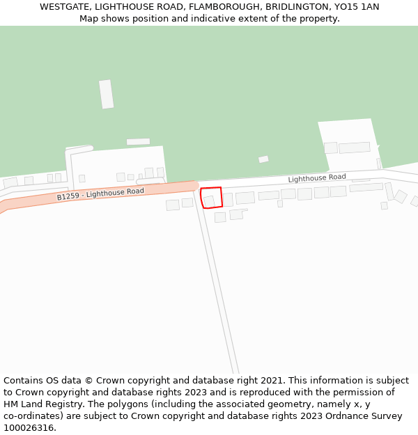 WESTGATE, LIGHTHOUSE ROAD, FLAMBOROUGH, BRIDLINGTON, YO15 1AN: Location map and indicative extent of plot