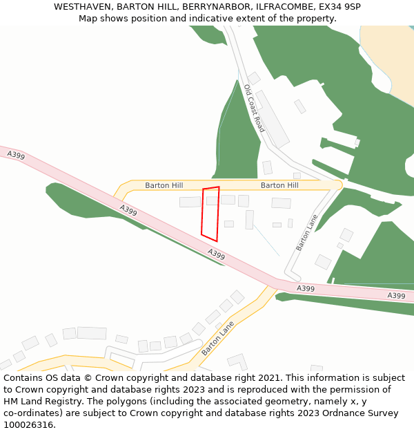 WESTHAVEN, BARTON HILL, BERRYNARBOR, ILFRACOMBE, EX34 9SP: Location map and indicative extent of plot