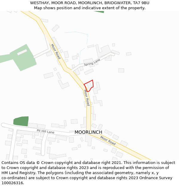 WESTHAY, MOOR ROAD, MOORLINCH, BRIDGWATER, TA7 9BU: Location map and indicative extent of plot