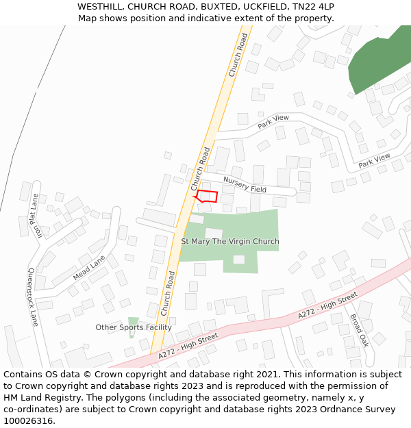 WESTHILL, CHURCH ROAD, BUXTED, UCKFIELD, TN22 4LP: Location map and indicative extent of plot