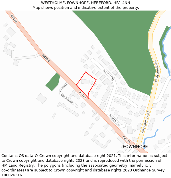 WESTHOLME, FOWNHOPE, HEREFORD, HR1 4NN: Location map and indicative extent of plot