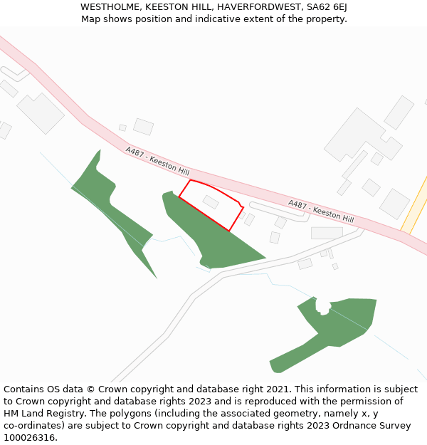 WESTHOLME, KEESTON HILL, HAVERFORDWEST, SA62 6EJ: Location map and indicative extent of plot