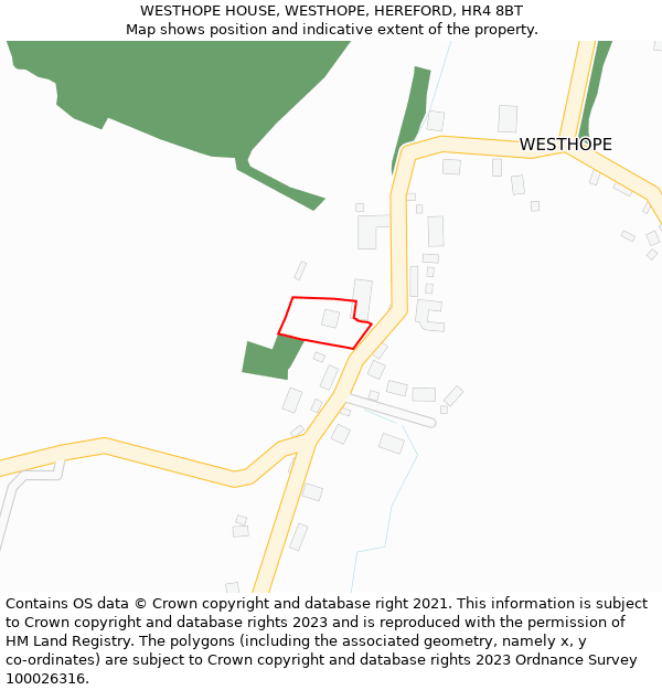 WESTHOPE HOUSE, WESTHOPE, HEREFORD, HR4 8BT: Location map and indicative extent of plot