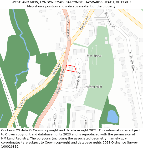 WESTLAND VIEW, LONDON ROAD, BALCOMBE, HAYWARDS HEATH, RH17 6HS: Location map and indicative extent of plot