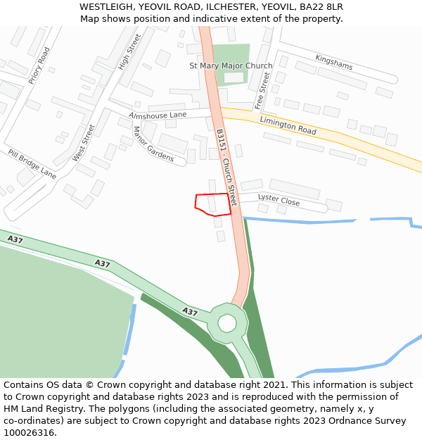 WESTLEIGH, YEOVIL ROAD, ILCHESTER, YEOVIL, BA22 8LR: Location map and indicative extent of plot