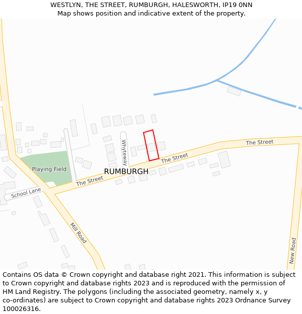 WESTLYN, THE STREET, RUMBURGH, HALESWORTH, IP19 0NN: Location map and indicative extent of plot