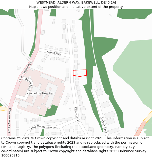 WESTMEAD, ALDERN WAY, BAKEWELL, DE45 1AJ: Location map and indicative extent of plot