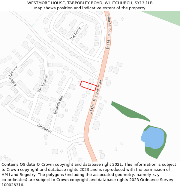 WESTMORE HOUSE, TARPORLEY ROAD, WHITCHURCH, SY13 1LR: Location map and indicative extent of plot