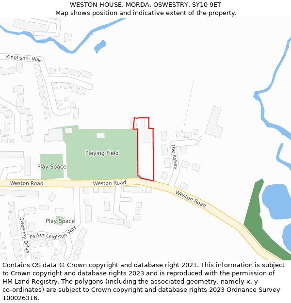 WESTON HOUSE, MORDA, OSWESTRY, SY10 9ET: Location map and indicative extent of plot