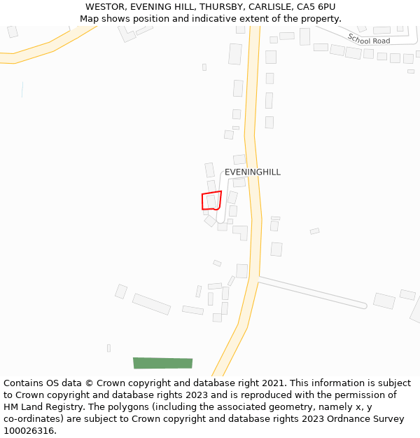 WESTOR, EVENING HILL, THURSBY, CARLISLE, CA5 6PU: Location map and indicative extent of plot