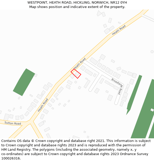 WESTPOINT, HEATH ROAD, HICKLING, NORWICH, NR12 0YH: Location map and indicative extent of plot