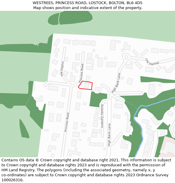 WESTREES, PRINCESS ROAD, LOSTOCK, BOLTON, BL6 4DS: Location map and indicative extent of plot