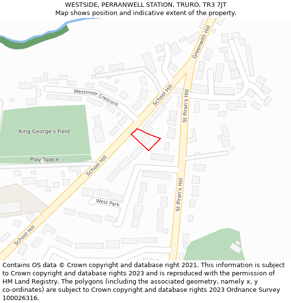 WESTSIDE, PERRANWELL STATION, TRURO, TR3 7JT: Location map and indicative extent of plot