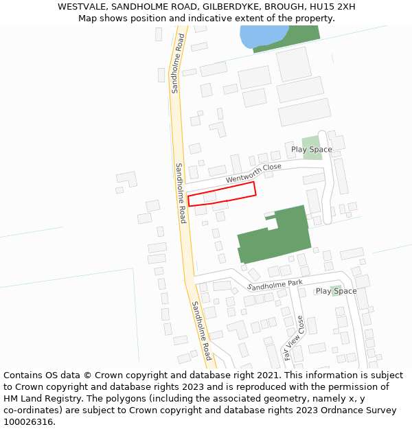 WESTVALE, SANDHOLME ROAD, GILBERDYKE, BROUGH, HU15 2XH: Location map and indicative extent of plot