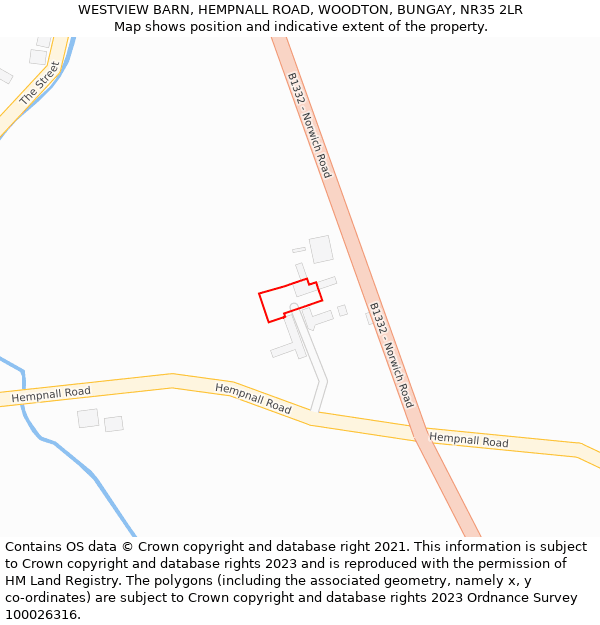 WESTVIEW BARN, HEMPNALL ROAD, WOODTON, BUNGAY, NR35 2LR: Location map and indicative extent of plot