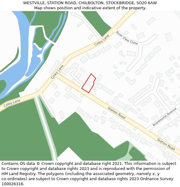 WESTVILLE, STATION ROAD, CHILBOLTON, STOCKBRIDGE, SO20 6AW: Location map and indicative extent of plot